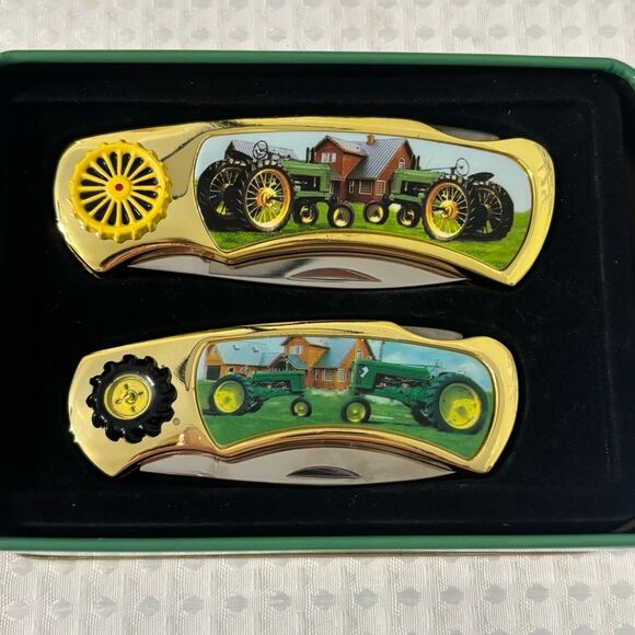 Vintage John Deere Collector Pocketknife Set with Tin Case Used as Display Only - Picture 4 of 9